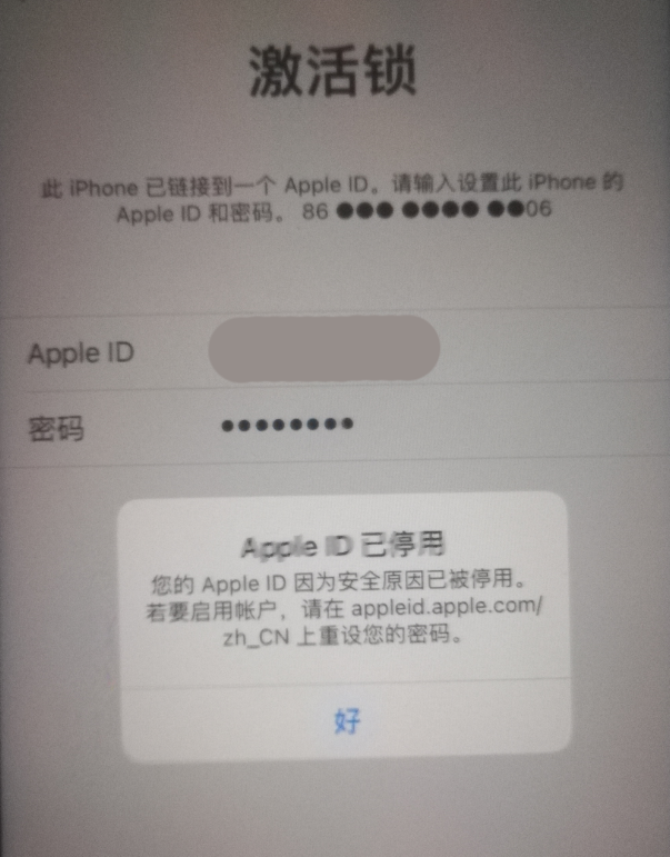 武侯苹果手机维修分享iPhone 12 出现提示“Apple ID 已停用”怎么办 